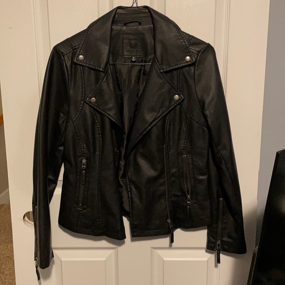 Black leather jacket, worn once LIKE NEW
